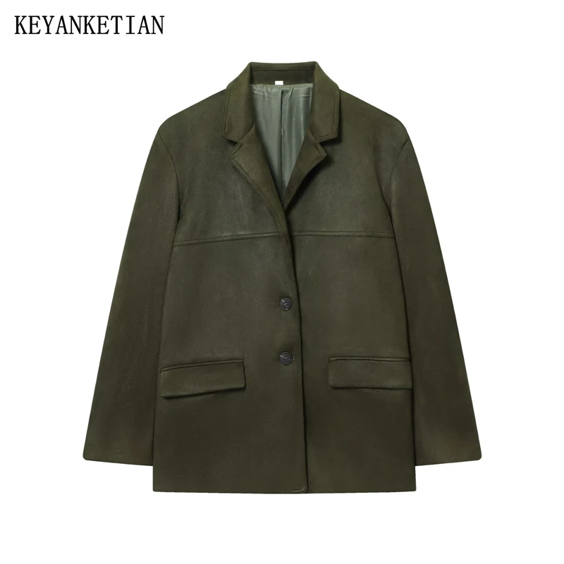 KEYANKETIAN 2025 Winter New Retro-style Suede Effect Suit Flap Pockets Single Breasted Women's Seam Detail Loose Blazer Coat
KEYANKETIAN 2025 Winter New Retro-style Suede Effect Suit Flap Pockets Single Breasted Women's Seam Detail Loose Blazer Coat