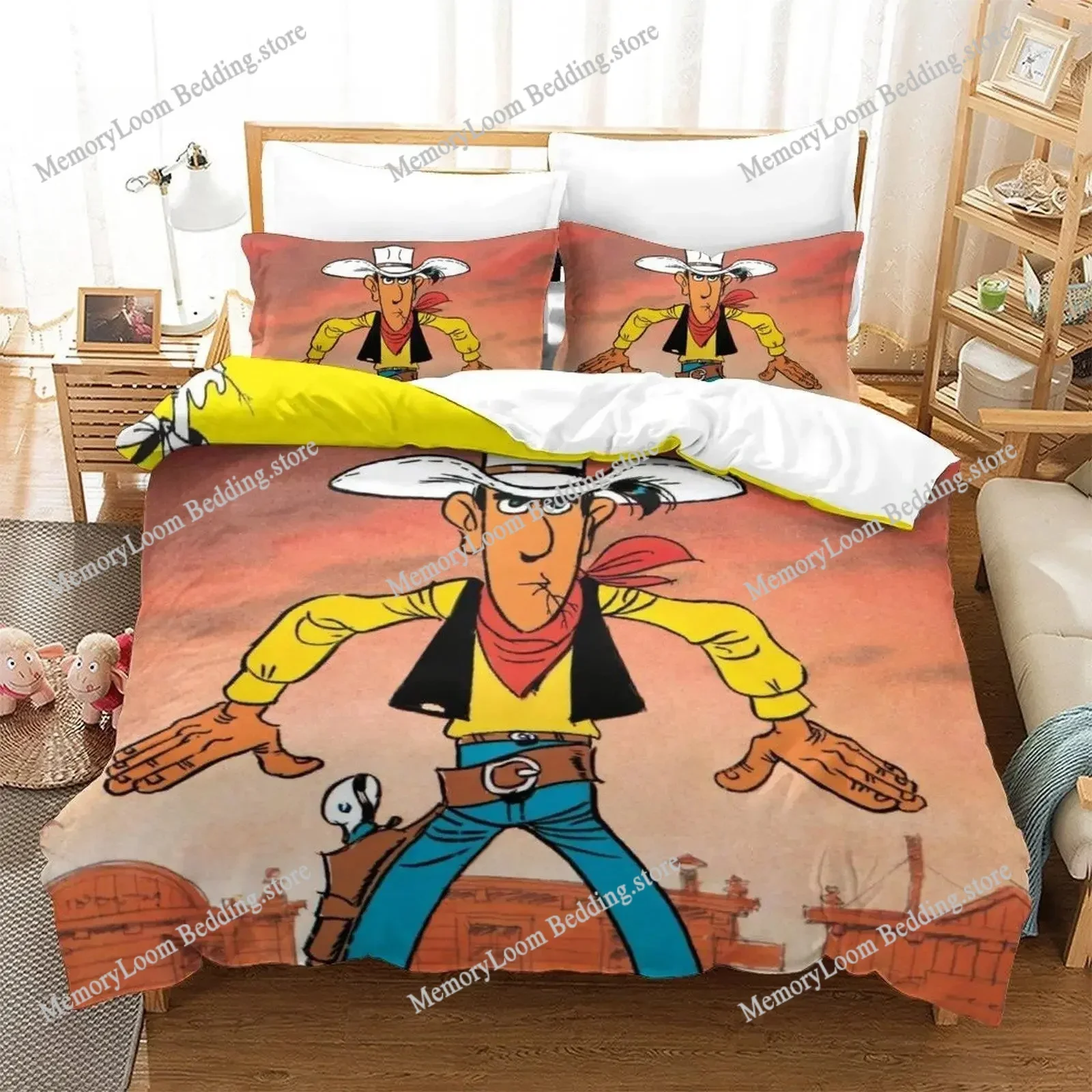 Lucky Luke Luxury Bedding Set Anime Cartoon Duvet Cover Set Comforter Bedspread Linen Twin Single Size Printed Home Textile
Lucky Luke Luxury Bedding Set Anime Cartoon Duvet Cover Set Comforter Bedspread Linen Twin Single Size Printed Home Textile