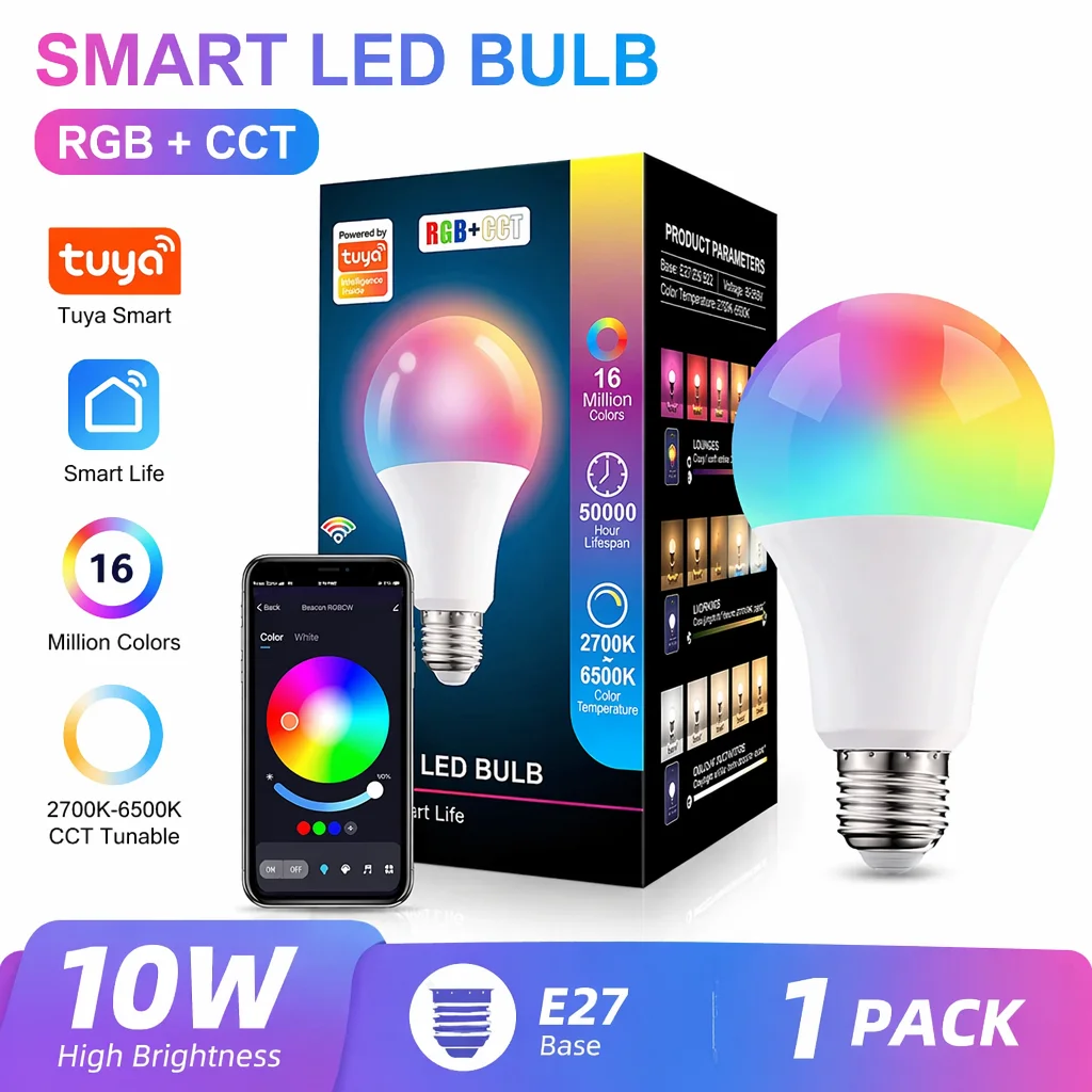Bluetooth Smart LED Bulb Tuya Light Bulbs AC 85-265V Dimmable Spotlight Bulb 15W E27 RGB+CW+WW LED Color Change Lamp For Home
Bluetooth Smart LED Bulb Tuya Light Bulbs AC 85-265V Dimmable Spotlight Bulb 15W E27 RGB+CW+WW LED Color Change Lamp For Home