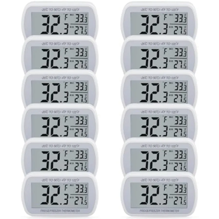 Pack Waterproof Digital Refrigerator Thermometer Large LCD Freezer Room Thermometer with Magnetic Back No Frills Easy to Read
Pack Waterproof Digital Refrigerator Thermometer Large LCD Freezer Room Thermometer with Magnetic Back No Frills Easy to Read