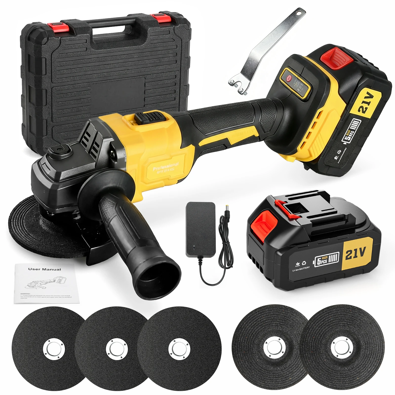 2025 cordless angle grinder 21v with 2 batteries and abundant accessories - heavy-duty polishing machine/grinding/polishing machine, suitable for concrete, stone, metal, DIY and professional use, used for grinding, polishing and carving
2025 cordless angle grinder 21v with 2 batteries and abundant accessories - heavy-duty polishing machine/grinding/polishing machine, suitable for concrete, stone, metal, DIY and professional use, used for grinding, polishing and carving
