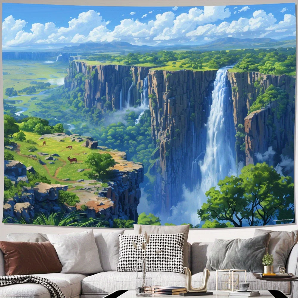 VIKAMA Mountain View Waterfall Tapestry Cliff Waterfall Ranch Cattle Living Room Decoration Nordic Wall Decor
VIKAMA Mountain View Waterfall Tapestry Cliff Waterfall Ranch Cattle Living Room Decoration Nordic Wall Decor