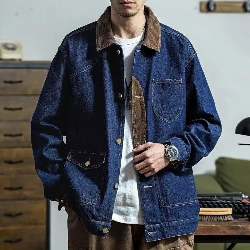 Autumn American Cargo Denim Coat Retro Tough Hunting Jacket Men's Patchwork Corduroy Washed Denim Jacket Men's Streetwear
Autumn American Cargo Denim Coat Retro Tough Hunting Jacket Men's Patchwork Corduroy Washed Denim Jacket Men's Streetwear