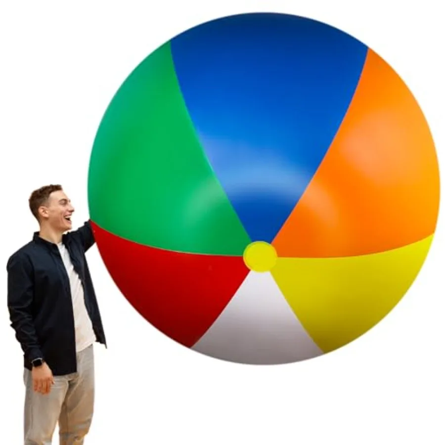 Giant Inflatable Beach Ball for Pool and Beach Events: Rainbow-Colored PVC 5 ft or 5.9 ft Extra Large Durable Summer Party Game
Giant Inflatable Beach Ball for Pool and Beach Events: Rainbow-Colored PVC 5 ft or 5.9 ft Extra Large Durable Summer Party Game