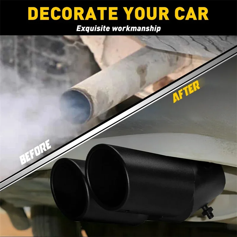 Universal Automotive dual outlet polished muffler tailpipe accessory -1 durable stainless steel black exhaust nozzle
Universal Automotive dual outlet polished muffler tailpipe accessory -1 durable stainless steel black exhaust nozzle