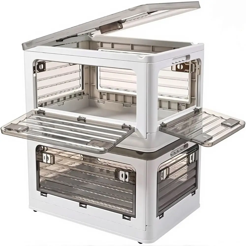 32Qt Plastic Storage Bins With Lid, Collapsible With Wheels, 4 Doors, Stackable for Organizing Clothes, Snacks and Camping, 2-Pa
32Qt Plastic Storage Bins With Lid, Collapsible With Wheels, 4 Doors, Stackable for Organizing Clothes, Snacks and Camping, 2-Pa