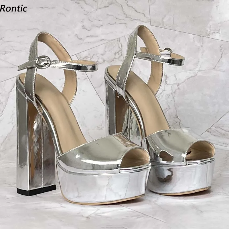 Rontic New Arrival Women Platform Sandals Shiny Block Heels Open Toe Pretty Silver Party Shoes US Plus Size 5-20
Rontic New Arrival Women Platform Sandals Shiny Block Heels Open Toe Pretty Silver Party Shoes US Plus Size 5-20
