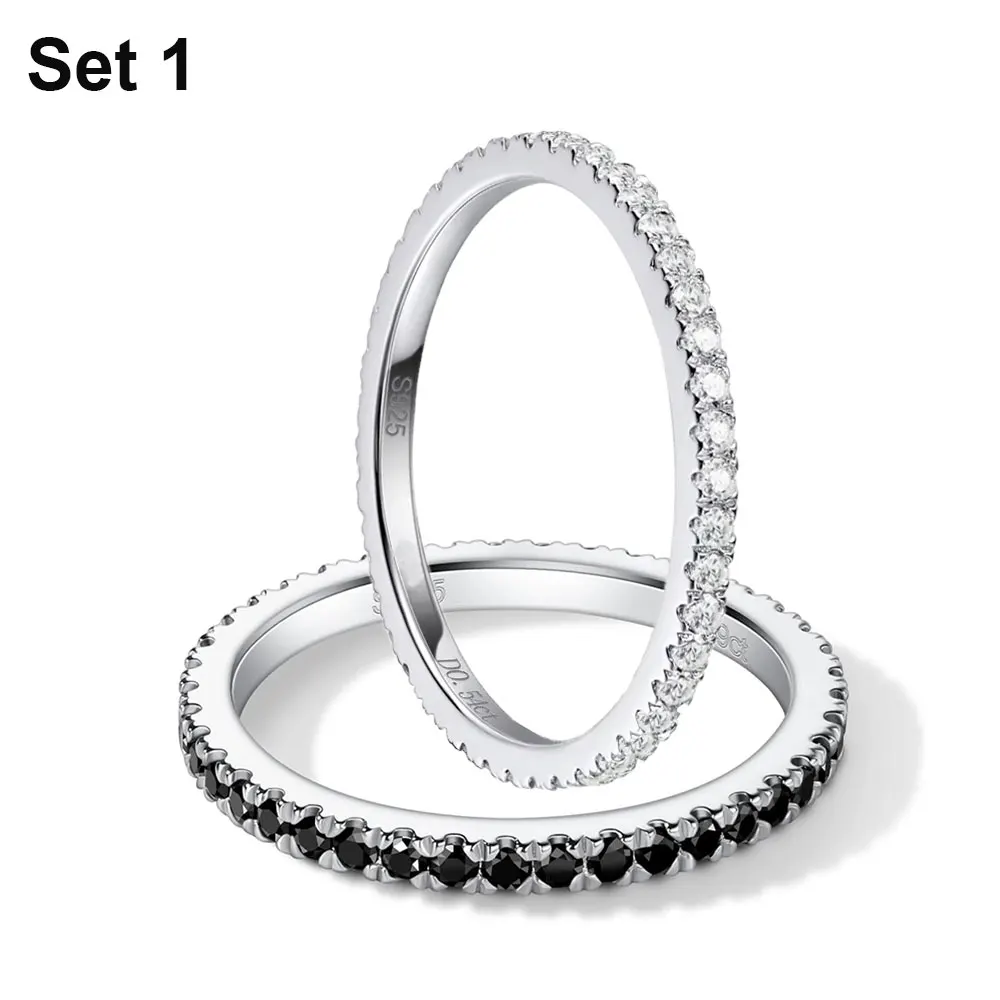 M-JAJA Stackable Black Moissanite Ring Set Eternity Wedding Band 925 Sterling Silver Ring for Women D VVS1 Diamond Trend Jewelry
M-JAJA Stackable Black Moissanite Ring Set Eternity Wedding Band 925 Sterling Silver Ring for Women D VVS1 Diamond Trend Jewelry
