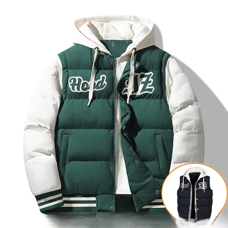 Men's Thiened down Cotton Jaet Hooded Casual Sle Color Blo Fake Two-Piece Winter Coat Warm Polyester Fiber Zipper Clo...
Men's Thiened down Cotton Jaet Hooded Casual Sle Color Blo Fake Two-Piece Winter Coat Warm Polyester Fiber Zipper Clo...