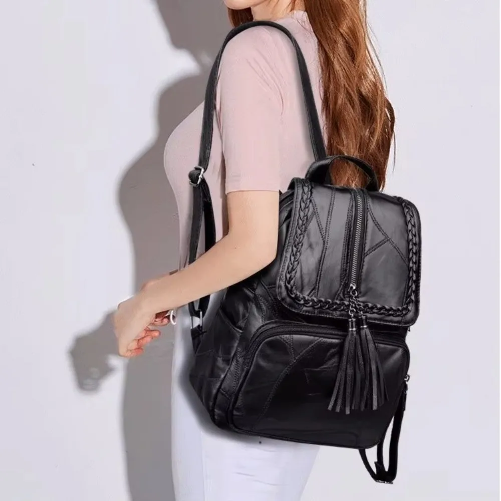 Simple Solid Color PU Leather Backpack Zipper Korean Style Tasse Shoulder Bag Handbag Black Students School Bag Outdoor
Simple Solid Color PU Leather Backpack Zipper Korean Style Tasse Shoulder Bag Handbag Black Students School Bag Outdoor
