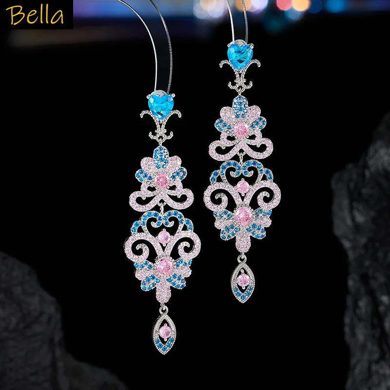 luxury earrings zirconia white blue pink flower chinease style long danling earrings for women dinner party
luxury earrings zirconia white blue pink flower chinease style long danling earrings for women dinner party