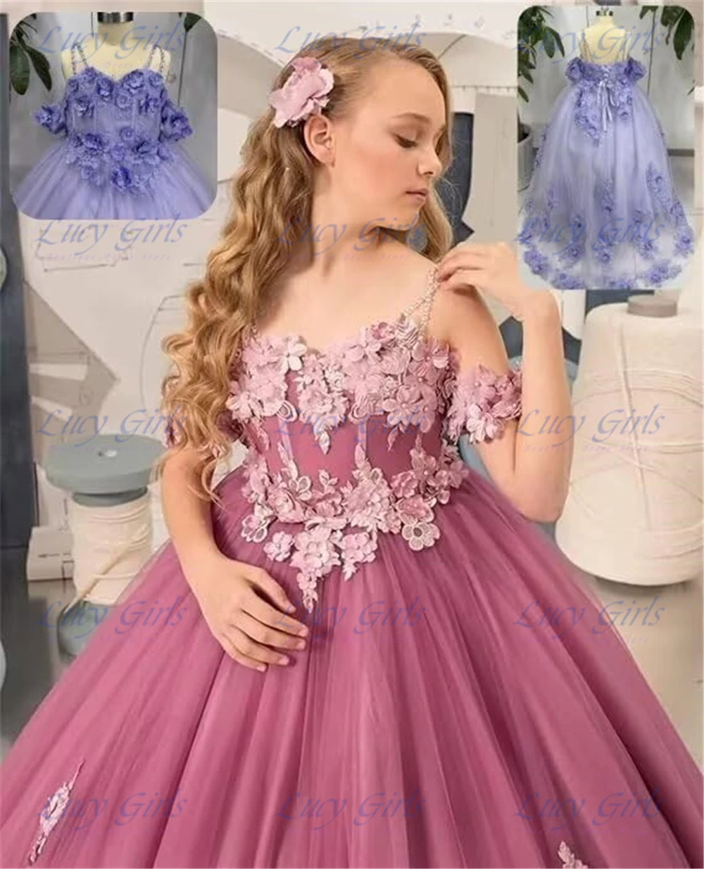 Quality Lace Tulle Flower Girl Dresses for Wedding Spaghetti Straps First Communion Dress for Girls 3D Flowers Pearly Gowns
Quality Lace Tulle Flower Girl Dresses for Wedding Spaghetti Straps First Communion Dress for Girls 3D Flowers Pearly Gowns