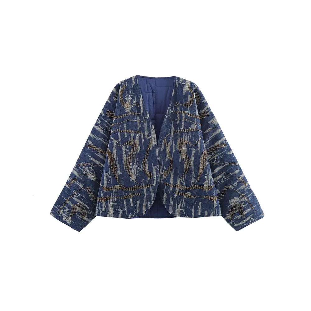 Осенняя новая женская джинсовая одежда с эффектом бисера и верхняя одежда в стиле кимоно
Осенняя новая женская джинсовая одежда с эффектом бисера и верхняя одежда в стиле кимоно