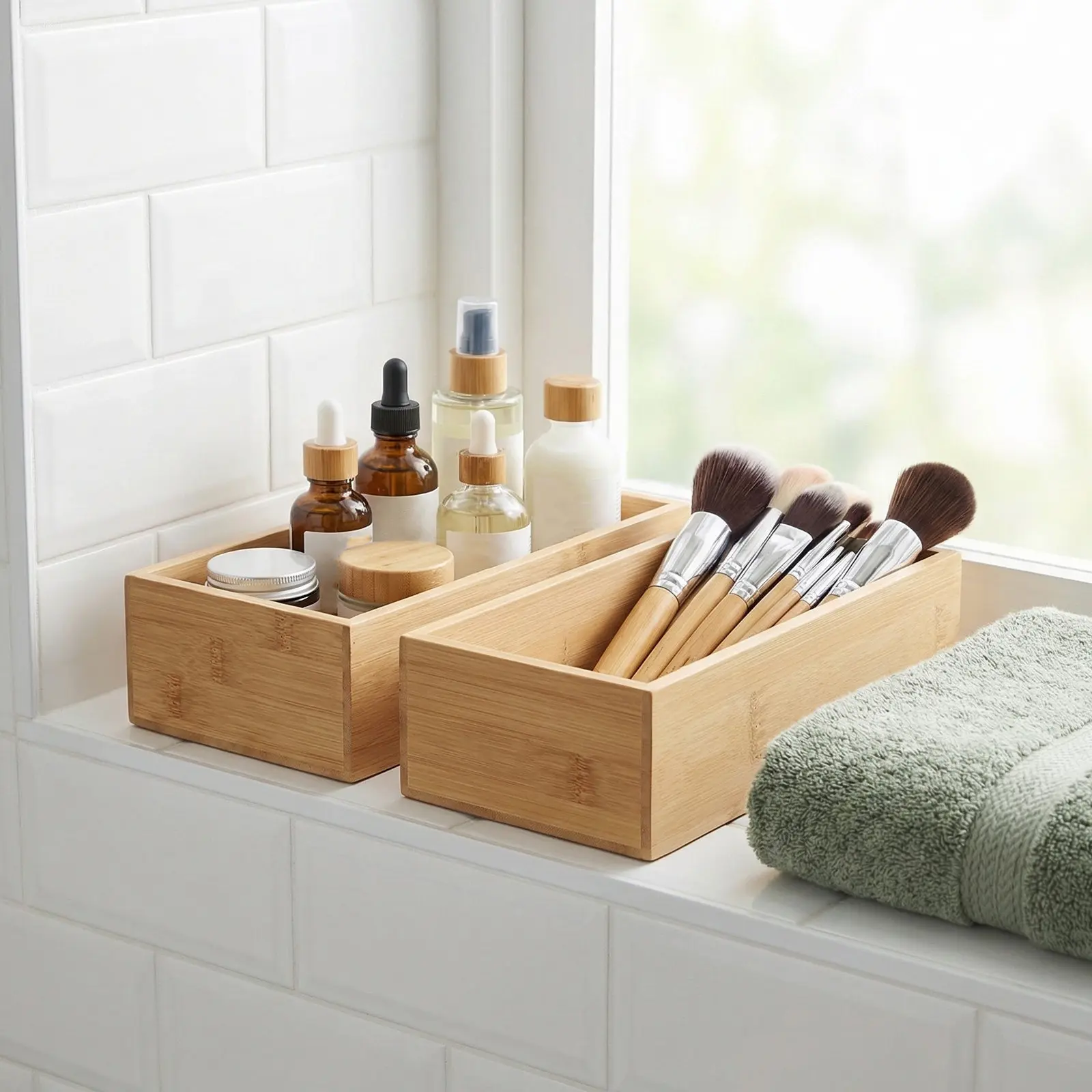 4Pcs Bamboo Drawer Organizer Trays Large Capacity Lidless Design for Kitchen Utensils Office Supplies Bathroom Cosmetics Storage
4Pcs Bamboo Drawer Organizer Trays Large Capacity Lidless Design for Kitchen Utensils Office Supplies Bathroom Cosmetics Storage