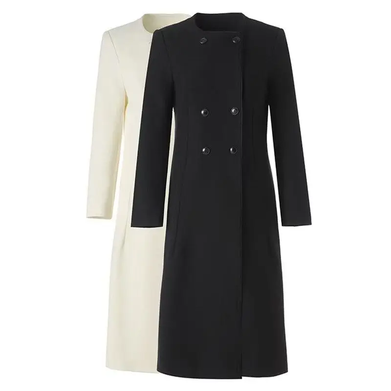 Elegant Black Chinese Style Double Breasted Coat Simple Commute Windbreaker Outerwear Long Sleeve Straight Cut High End Feeling
Elegant Black Chinese Style Double Breasted Coat Simple Commute Windbreaker Outerwear Long Sleeve Straight Cut High End Feeling