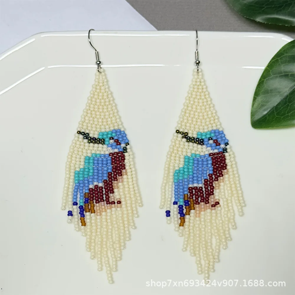 Bohemia Rice bead earrings The bird Pattern Hand-woven Fashion Simple Tassel Colorful Creativity Female Alloy Beaded earrings
Bohemia Rice bead earrings The bird Pattern Hand-woven Fashion Simple Tassel Colorful Creativity Female Alloy Beaded earrings