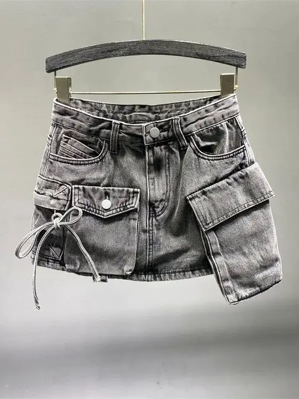 Irregular ket Cargo Denim Skirt Women's Summer Faion mid Waist H-ape Ciwalk PVC Fabric Cleanfit Sle Batwing pe
Irregular ket Cargo Denim Skirt Women's Summer Faion mid Waist H-ape Ciwalk PVC Fabric Cleanfit Sle Batwing pe