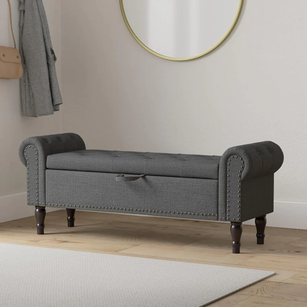 ofBed Bench,62" Long King Linen Rolled Arm Bedroom End, Window Bench with Button Tufted and Nailhead Trim for Foot of Bed Bench
ofBed Bench,62" Long King Linen Rolled Arm Bedroom End, Window Bench with Button Tufted and Nailhead Trim for Foot of Bed Bench