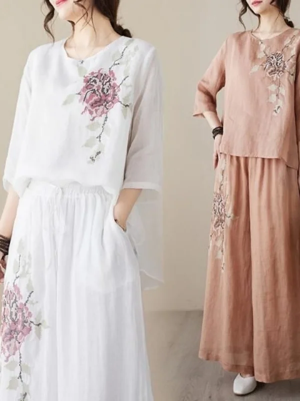 plus Size Women's Retro Cotton Linen Set Wide Leg Pants Slimming Mom Two Piece Suit Spring Faion Korean Sle Commute Wear
plus Size Women's Retro Cotton Linen Set Wide Leg Pants Slimming Mom Two Piece Suit Spring Faion Korean Sle Commute Wear