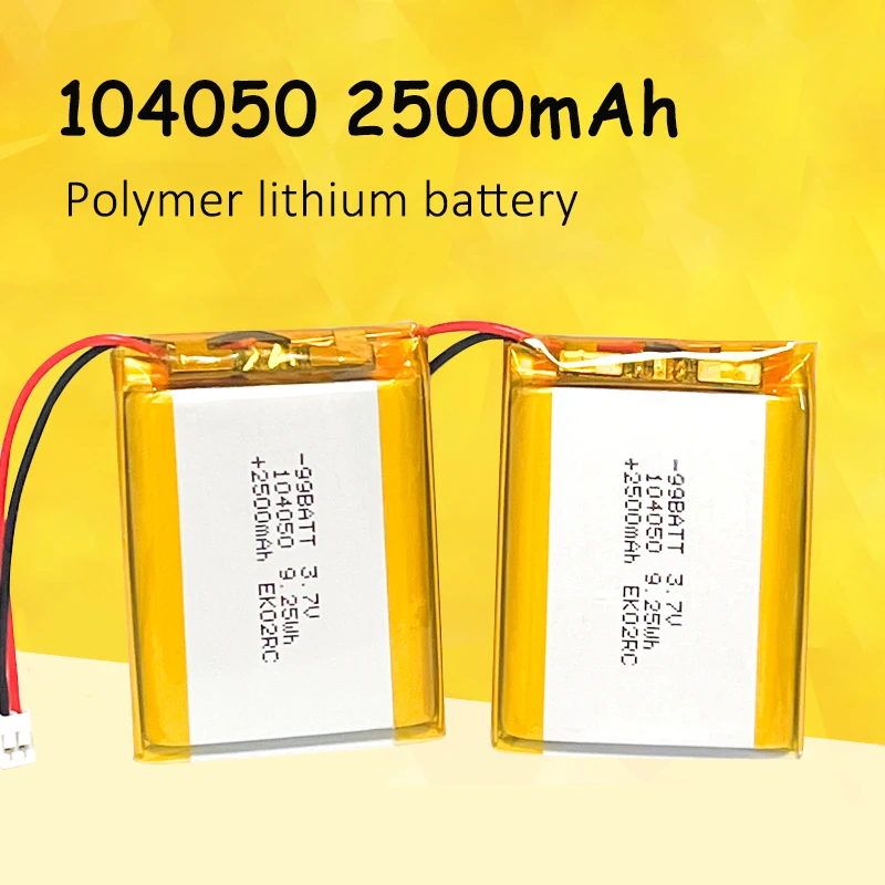 3.7V Li-Po Battery 2500mAh 104050 Polymer Lithium Rechargeable Batteries for GPS Navigator MP3 Bluetooth Headset Speaker Camera
3.7V Li-Po Battery 2500mAh 104050 Polymer Lithium Rechargeable Batteries for GPS Navigator MP3 Bluetooth Headset Speaker Camera