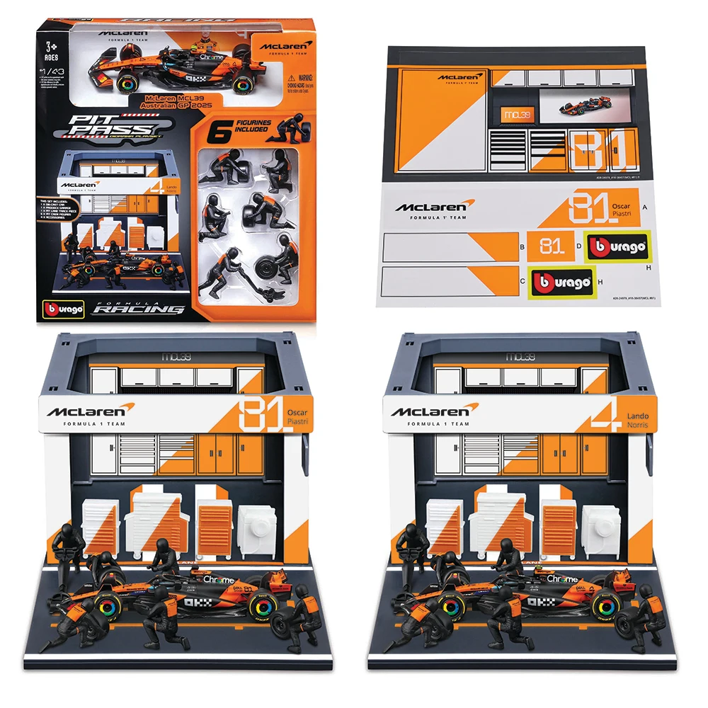 Bburago 1:43 2025 McLaren MCL39 #4 Lando Norris #81 Oscar Piastri DIY Pit House Alloy Car Die Cast Model Toy Collectible
Bburago 1:43 2025 McLaren MCL39 #4 Lando Norris #81 Oscar Piastri DIY Pit House Alloy Car Die Cast Model Toy Collectible