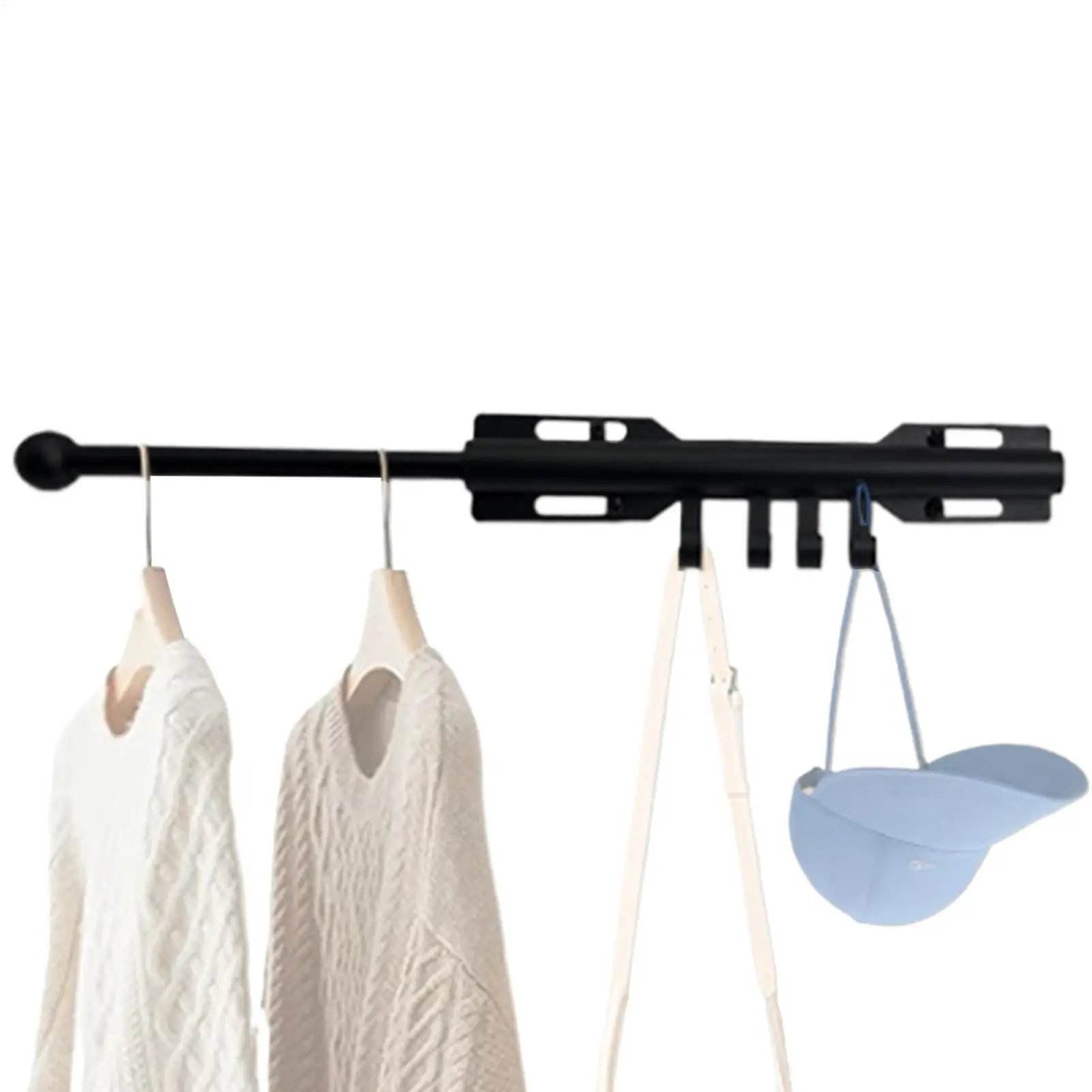 Valet Rod For Closet Pull Out Carbon Steel Extending Rack With 4 Hooks Adjustable Closet Valet Rods For Home Dormitory Room