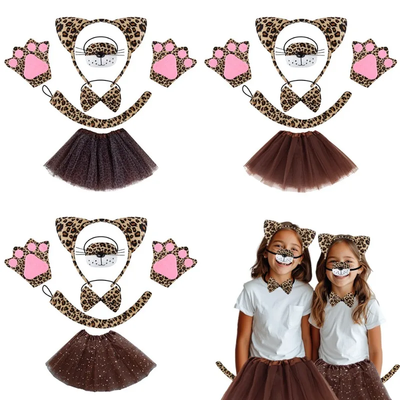 Purim Leopard Print Headwear Gloves Tail Tutu Skirt Full Set Animals Cosplay Hairband Role Play Props Accessories Women Girls
Purim Leopard Print Headwear Gloves Tail Tutu Skirt Full Set Animals Cosplay Hairband Role Play Props Accessories Women Girls