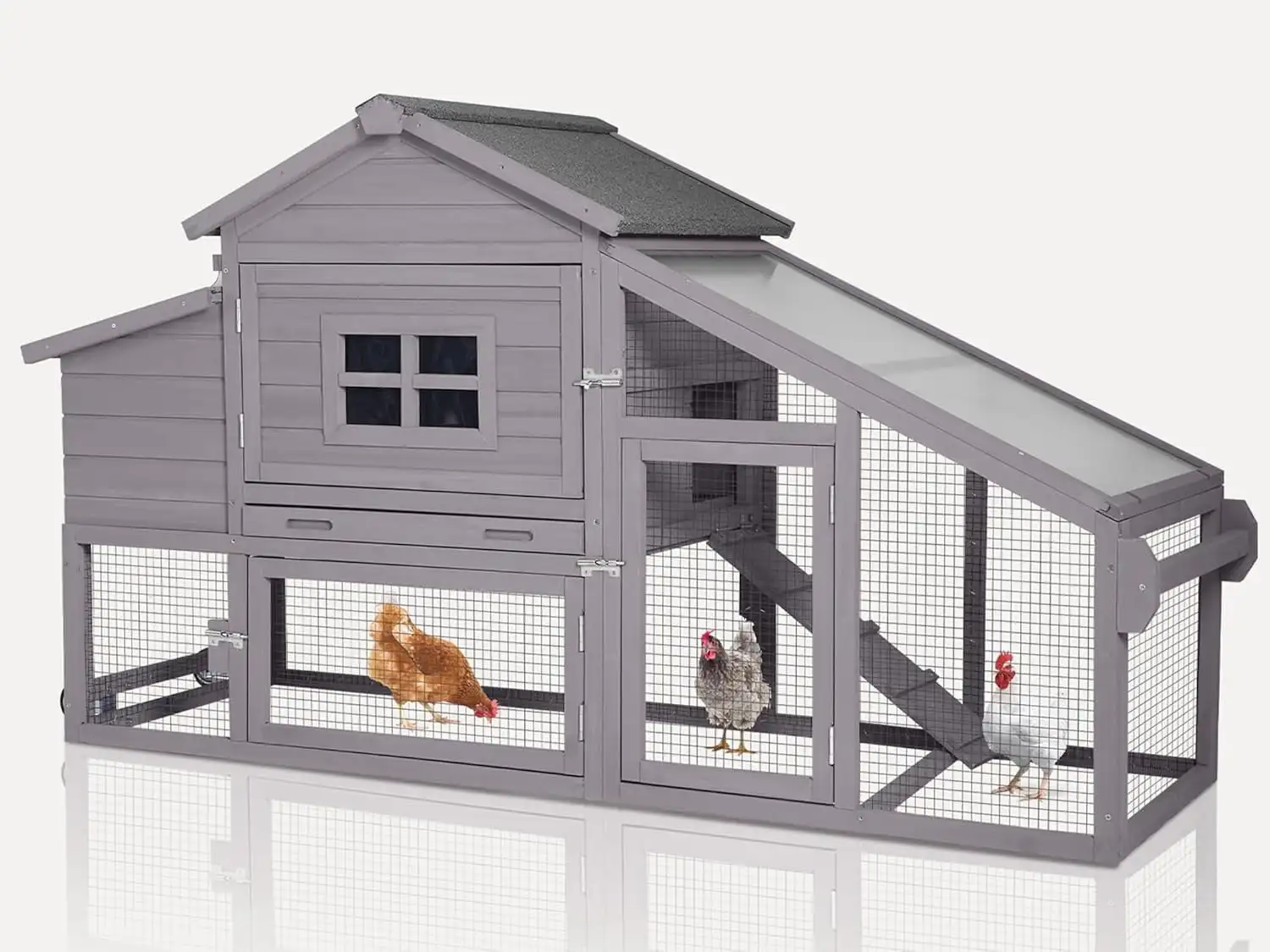 Chicken Coop Expandable Chicken House for Outdoor with Wheels Nesting Box, Leakproof Pull-Out Tray & UV-Resistant Roof Panel
Chicken Coop Expandable Chicken House for Outdoor with Wheels Nesting Box, Leakproof Pull-Out Tray & UV-Resistant Roof Panel