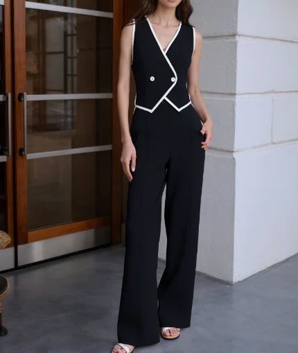 Two Piece Set Women Outfit 2026 Spring Summer New V-Neck Sleeveless Vest Top & High Waist Pocket Design Straight Pants Set
Two Piece Set Women Outfit 2026 Spring Summer New V-Neck Sleeveless Vest Top & High Waist Pocket Design Straight Pants Set