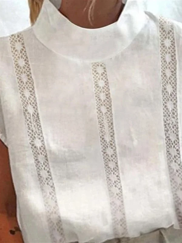 Women's Cotton Linen Lace Casual Shirt Graffiti Style Slim Fit Short Sleeve Thin Fabric Pure Color Shirt Ladies Fashion
Women's Cotton Linen Lace Casual Shirt Graffiti Style Slim Fit Short Sleeve Thin Fabric Pure Color Shirt Ladies Fashion