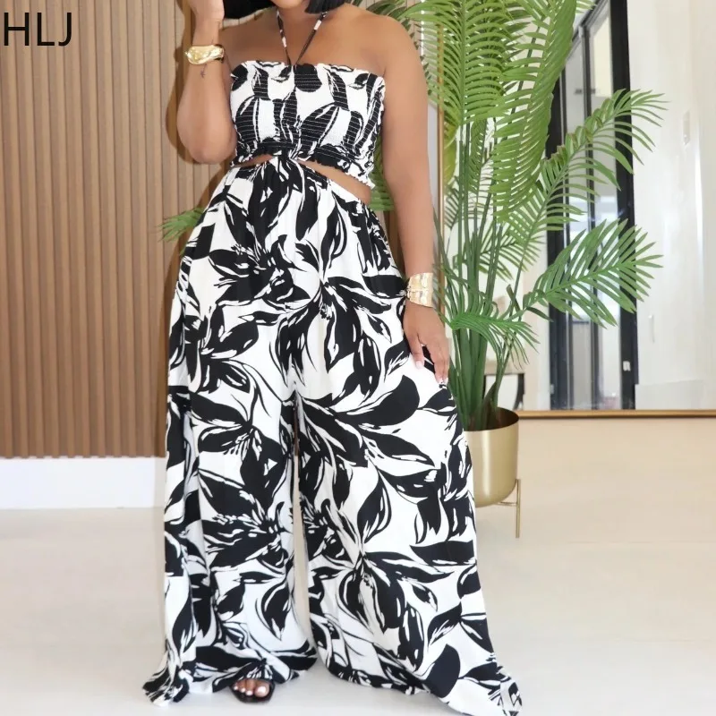 HLJ Summer New Fashion Flower Print Loose Jumpsuits Woman Halter Sleeveless Backless One Piece Rompers Female Office Overalls
HLJ Summer New Fashion Flower Print Loose Jumpsuits Woman Halter Sleeveless Backless One Piece Rompers Female Office Overalls