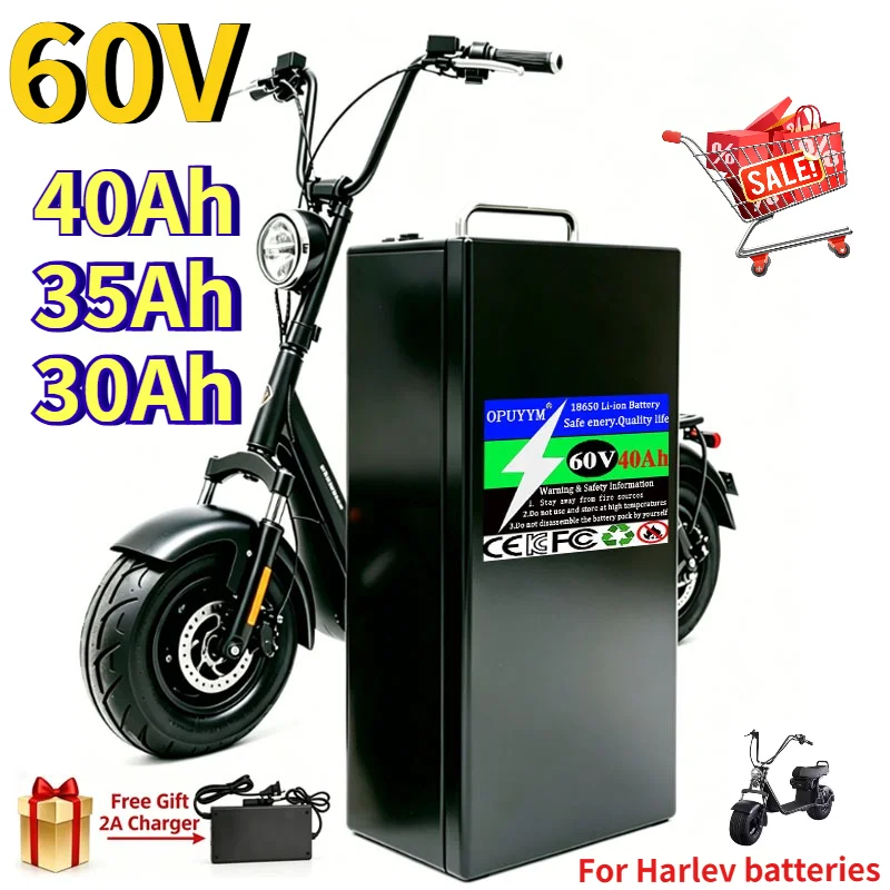 New 60V 40Ah 35Ah 30Ah Electric Motorcycle Li-ion Battery Pack 2000W for Harley Two Wheel Foldable Citycoco Electric Scooter
New 60V 40Ah 35Ah 30Ah Electric Motorcycle Li-ion Battery Pack 2000W for Harley Two Wheel Foldable Citycoco Electric Scooter
