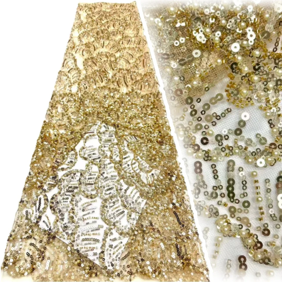 Newest African Groom Beaded Lace Fabric 2026 High Quality Royal French Sequin Lace Fabric for Women's Wedding Evening Gowns 2215
Newest African Groom Beaded Lace Fabric 2026 High Quality Royal French Sequin Lace Fabric for Women's Wedding Evening Gowns 2215