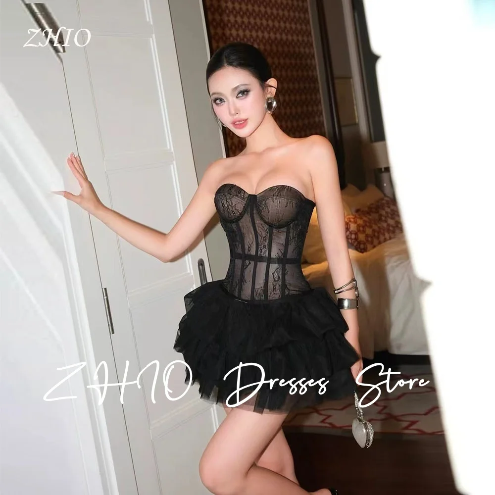 ZHIO Sexy Black Short Party Dress Strapless Corset A-Line Ruched Tulle Special Occasion Mini Prom Gown Customized Saudi Arabic
ZHIO Sexy Black Short Party Dress Strapless Corset A-Line Ruched Tulle Special Occasion Mini Prom Gown Customized Saudi Arabic