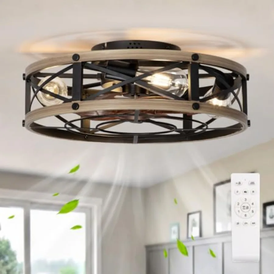 19 Farmhouse Caged Flush Mount Ceiling Fan with Light, Rustic Fandelier Bladeless Ceiling Fans with Lights and Remote, Small Lo
19 Farmhouse Caged Flush Mount Ceiling Fan with Light, Rustic Fandelier Bladeless Ceiling Fans with Lights and Remote, Small Lo