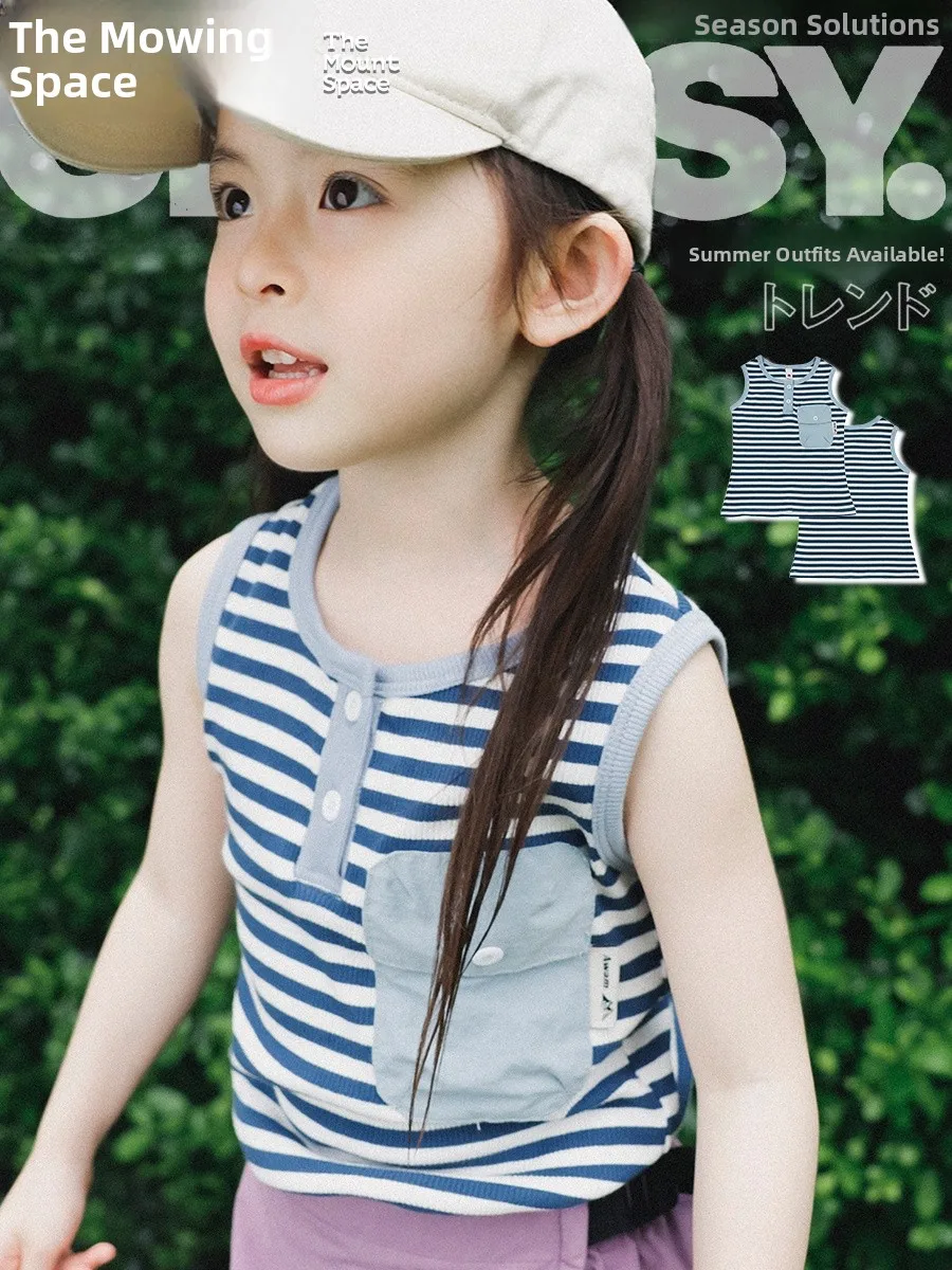 Outdoor Girls Vest Summer New Stripe Sleeveless Top for Kids Baby Girl Breathable round Neck Design Regular Fit Chinese Brand
Outdoor Girls Vest Summer New Stripe Sleeveless Top for Kids Baby Girl Breathable round Neck Design Regular Fit Chinese Brand