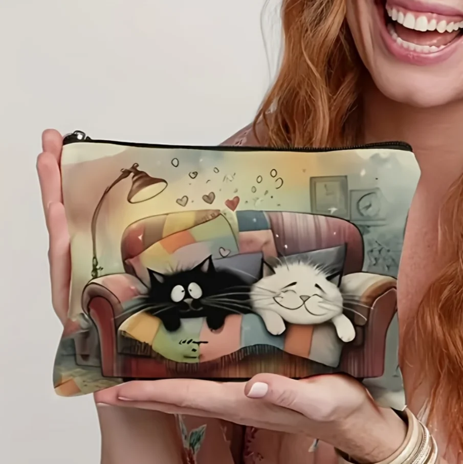 Cute Cat Pattern Zipper Makeup Bag- Lightweight Foldable Travel Cosmetic and Warm Color Cartoon Cat Daily Use Small Bag
Cute Cat Pattern Zipper Makeup Bag- Lightweight Foldable Travel Cosmetic and Warm Color Cartoon Cat Daily Use Small Bag