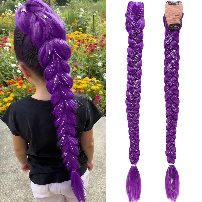 Purple Hair Ponytail Extensions Wig for Cosplay Rumi for Kids Synthetic Braided Ponytail with Tinsel Hair for Kids Christmas Use
Purple Hair Ponytail Extensions Wig for Cosplay Rumi for Kids Synthetic Braided Ponytail with Tinsel Hair for Kids Christmas Use
