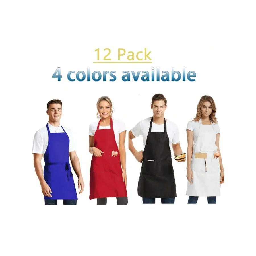 12 Pack Solid Kitchen Bib Apron Adjustable With 2 Pockets, Cooking Kitchen Chef Apron For Women Men, Water And Oil Resistant, S
12 Pack Solid Kitchen Bib Apron Adjustable With 2 Pockets, Cooking Kitchen Chef Apron For Women Men, Water And Oil Resistant, S