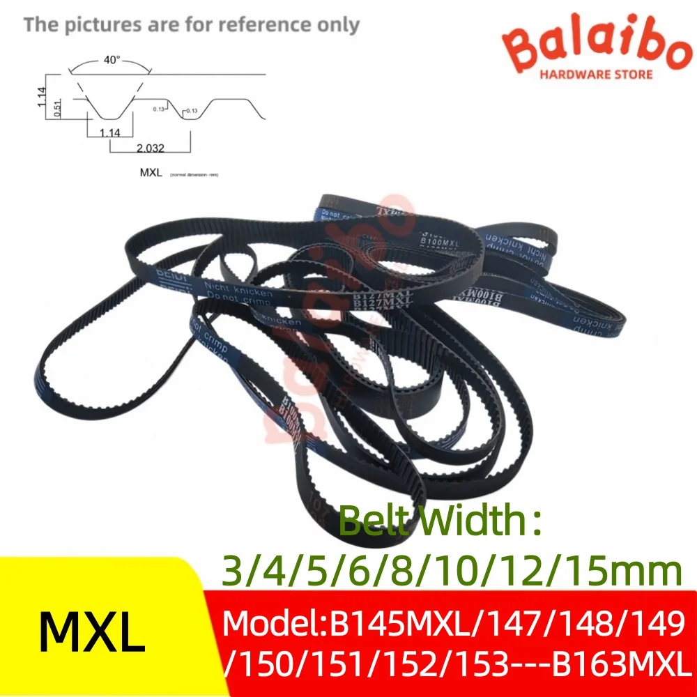 High Torque Rubber MXL Timing Belt Width 3/4/5/6/8/10/12/15mm Model number B145MXL/147/148/149/150/151/152/153/155---B163MXL
High Torque Rubber MXL Timing Belt Width 3/4/5/6/8/10/12/15mm Model number B145MXL/147/148/149/150/151/152/153/155---B163MXL