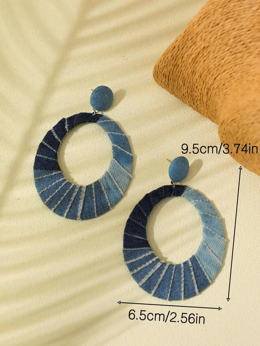 Denim Patchwork Oversized Oval Hoop Earrings, Handmade Western Punk Statement Jewelry For Daily Or Party Wear, Gift For Women
Denim Patchwork Oversized Oval Hoop Earrings, Handmade Western Punk Statement Jewelry For Daily Or Party Wear, Gift For Women