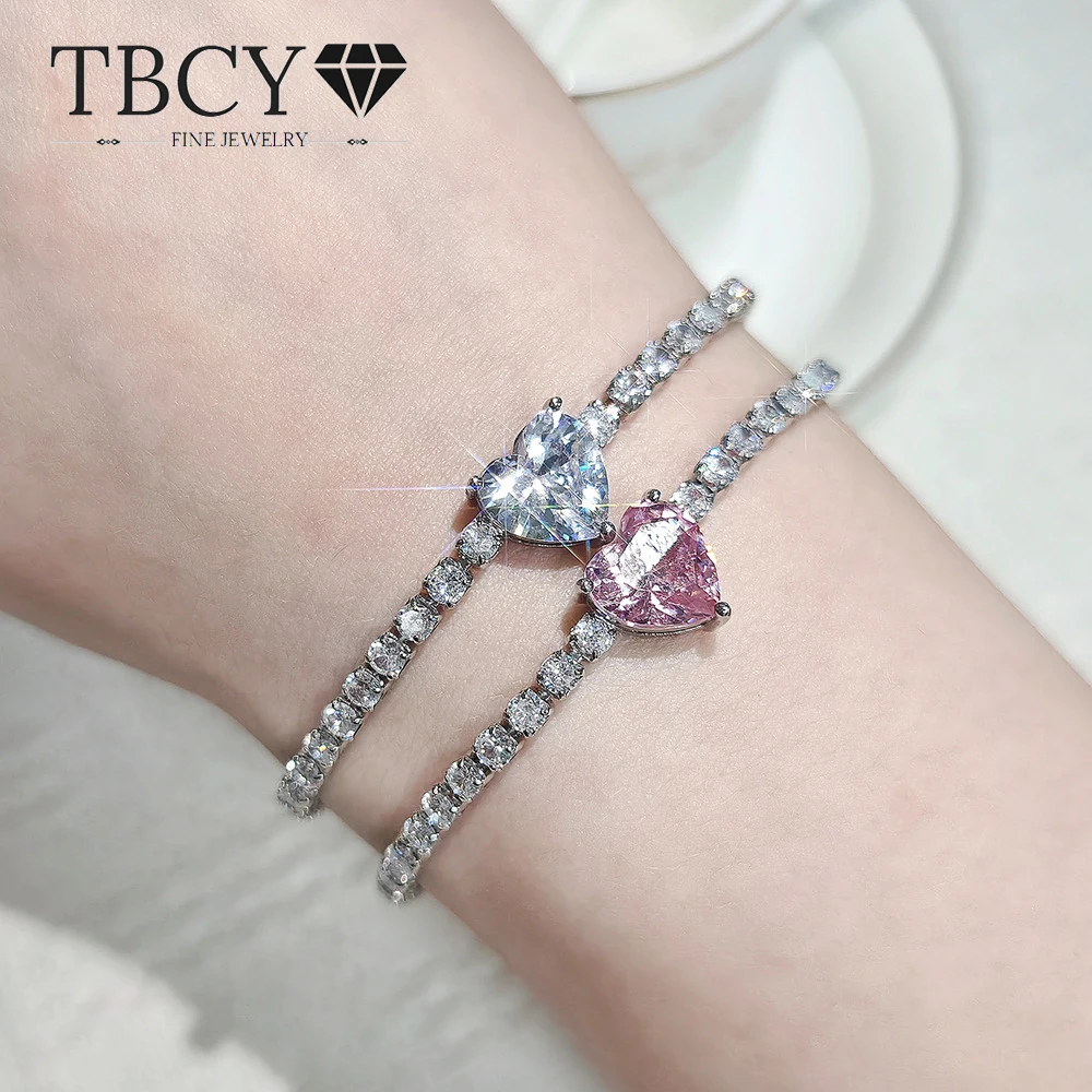 TBCYD 5mm Pink Heart Cut Moissanite Tennis Bracelet for Women 925 Silver Bracelet Elegant D Color with GRA Love Jewelry Gift
TBCYD 5mm Pink Heart Cut Moissanite Tennis Bracelet for Women 925 Silver Bracelet Elegant D Color with GRA Love Jewelry Gift