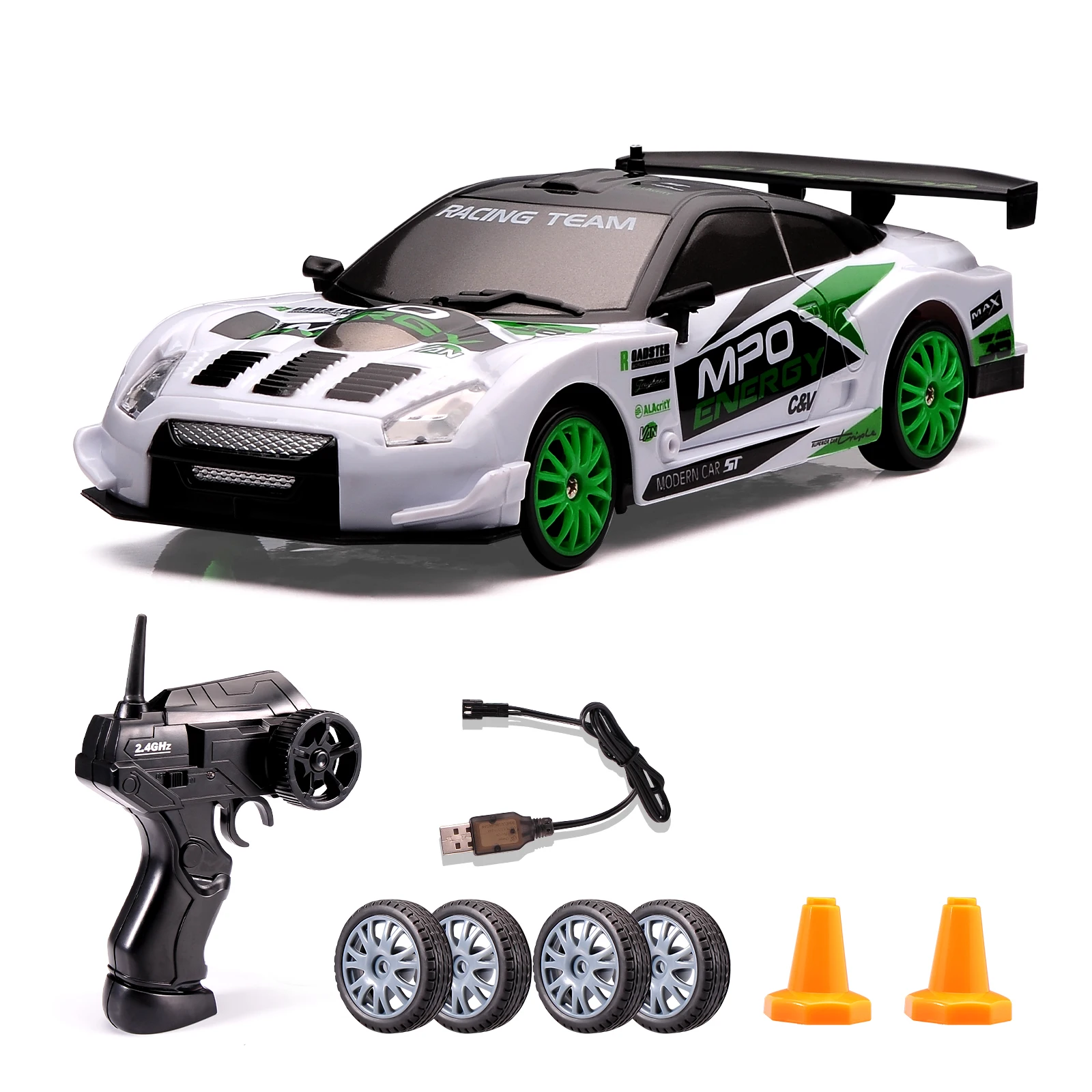 1:24 RC Drift Car 2.4G 4WD High Speed RC Racing Vehicle with LED Lights 20KM/H Competition Race Car For Children Gifts
1:24 RC Drift Car 2.4G 4WD High Speed RC Racing Vehicle with LED Lights 20KM/H Competition Race Car For Children Gifts