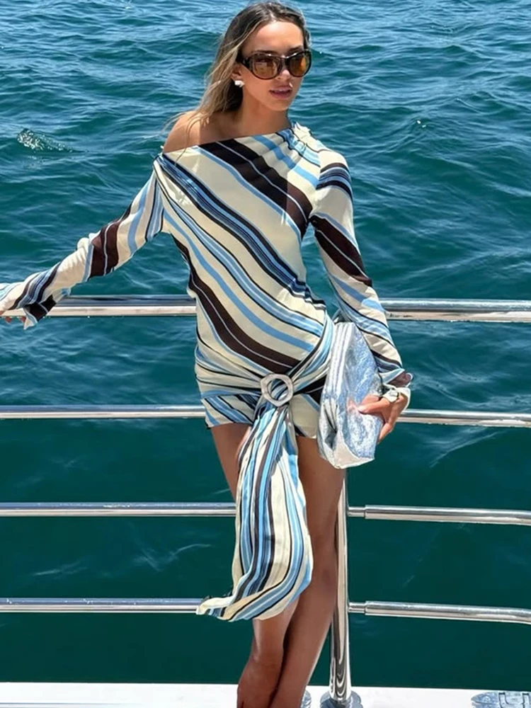 JULISSA MO Sexy One Shoulder Printed Striped Bandage Women Dress Long Sleeve High Waist Mini Dress Summer Slim Elegant Beachwear
JULISSA MO Sexy One Shoulder Printed Striped Bandage Women Dress Long Sleeve High Waist Mini Dress Summer Slim Elegant Beachwear