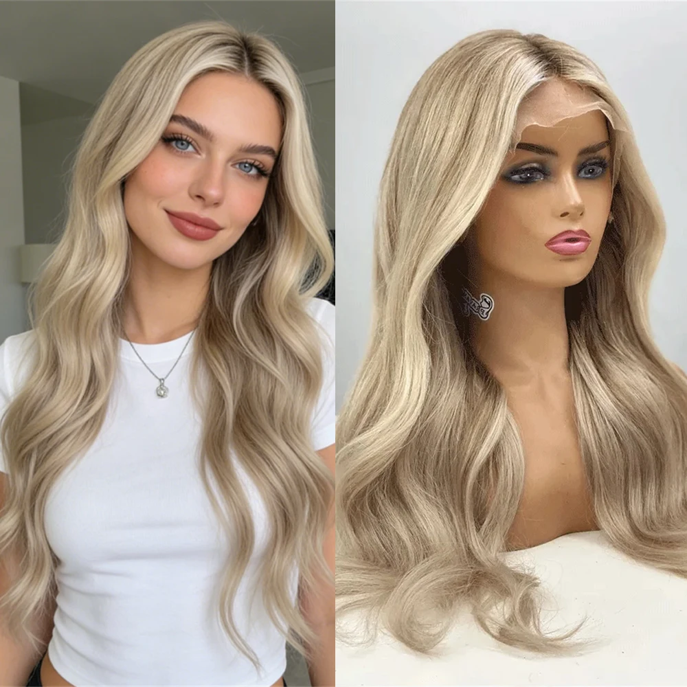 Creamy Ash Blonde Synthetic Mixed Wig Balayage Highlights 13x4 Lace Front Wig 26" Loose Wave for Women Daily Party Use Wear&Go
Creamy Ash Blonde Synthetic Mixed Wig Balayage Highlights 13x4 Lace Front Wig 26" Loose Wave for Women Daily Party Use Wear&Go