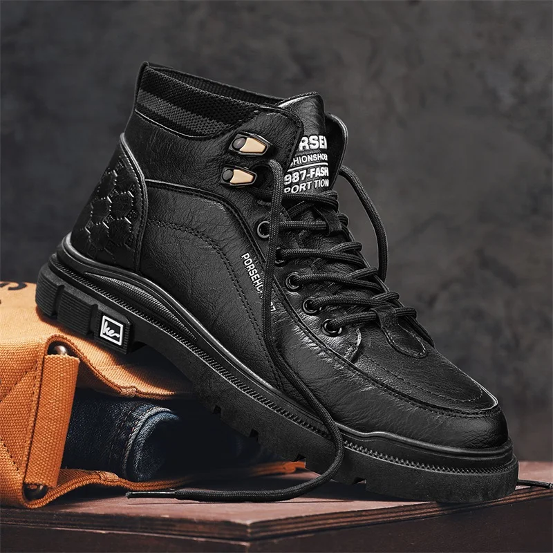 Men's High-top Boots with Lace-up Flat Heel Anti-slip Solid Color Leather Surface Wear-resistant New High-quality Work Boots
Men's High-top Boots with Lace-up Flat Heel Anti-slip Solid Color Leather Surface Wear-resistant New High-quality Work Boots