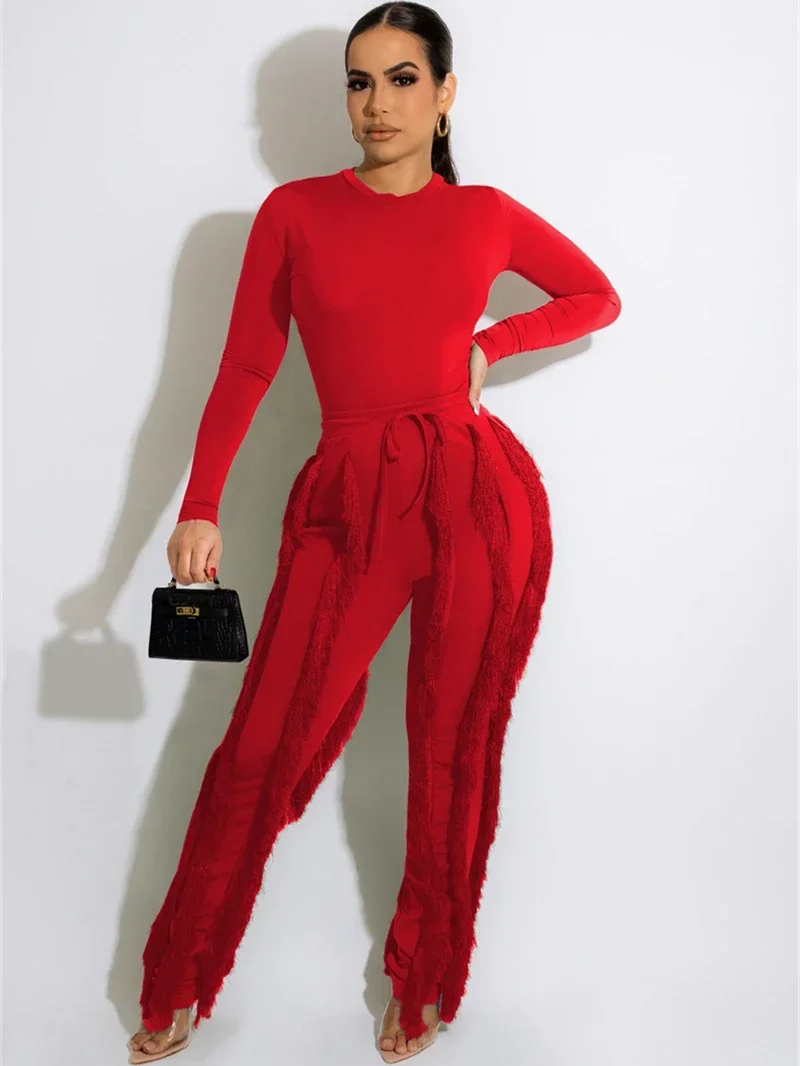Streetwear 2 Piece Sets Women Outfit Autumn Clothing Women Solid Bodysuits Top and Tassel Pant Sets Casual Tracksuits Woman Sets
Streetwear 2 Piece Sets Women Outfit Autumn Clothing Women Solid Bodysuits Top and Tassel Pant Sets Casual Tracksuits Woman Sets