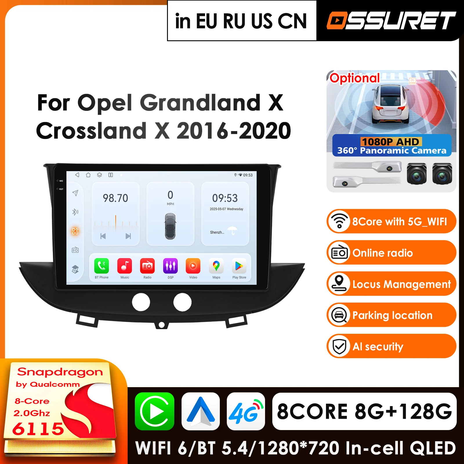 9-дюймовый экран, мультимедийный проигрыватель на Android 14 для Opel Grandland X 2016-2020, Crossland X, GPS, Carplay, 4G, автомагнитола, камера 360°
9-дюймовый экран, мультимедийный проигрыватель на Android 14 для Opel Grandland X 2016-2020, Crossland X, GPS, Carplay, 4G, автомагнитола, камера 360°