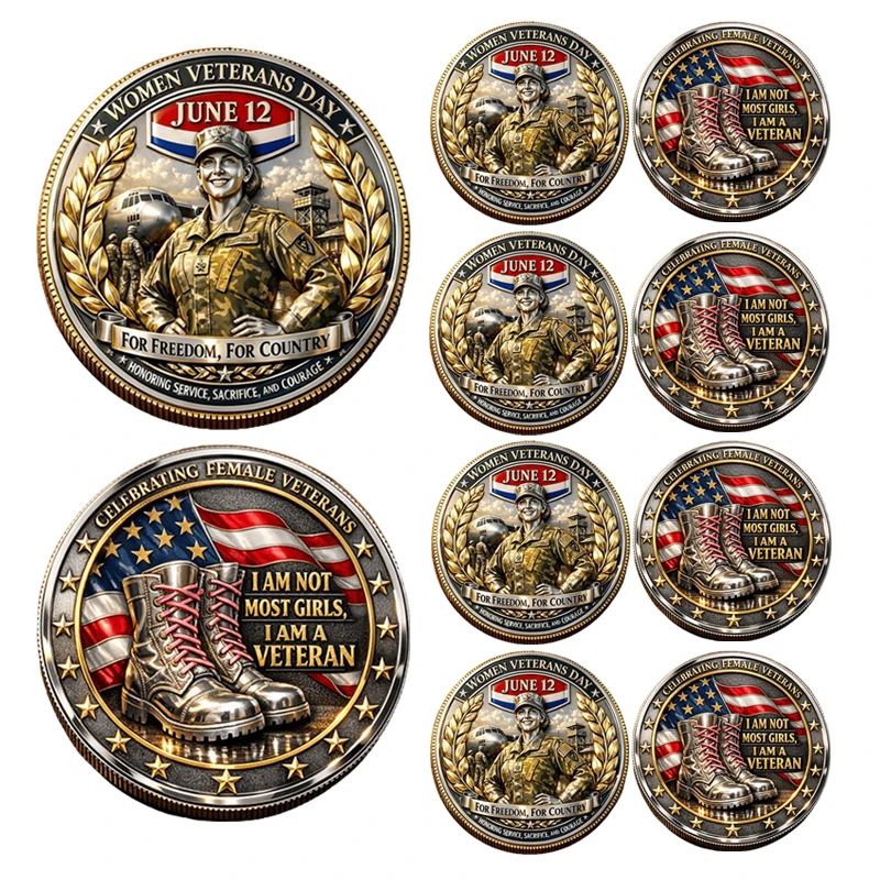 10pcs Celebration of Women's Veterans Day Commemorative Coins, Tribute To Female Veterans' Novelty Coins
10pcs Celebration of Women's Veterans Day Commemorative Coins, Tribute To Female Veterans' Novelty Coins