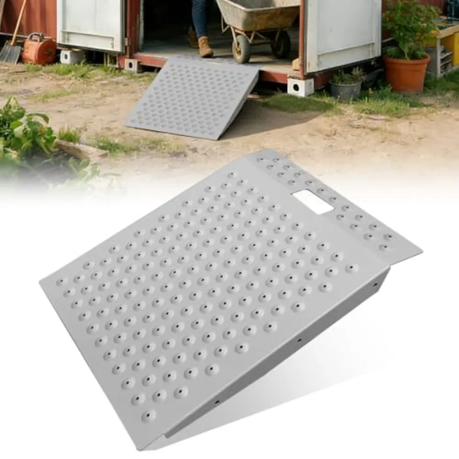 Shed Ramps 1 Pc, 29" x 24" Shed Ramp for Riding Mower and Lawn Equipment, 750 lbs Capacity Anti-Slip Punch Plate Ramp for Garag
Shed Ramps 1 Pc, 29" x 24" Shed Ramp for Riding Mower and Lawn Equipment, 750 lbs Capacity Anti-Slip Punch Plate Ramp for Garag